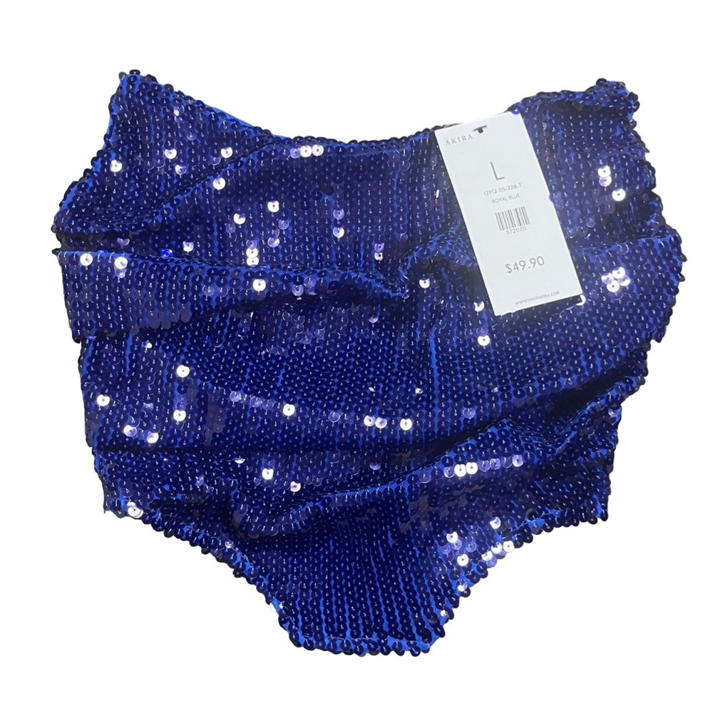 NWT Akira Royal‎ Blue Sequin Corset Top Strapless Size Large